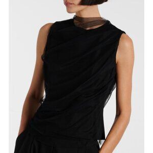 Dorothee Schumacher Draped Tulle Top Charcoal Melange Black Size 3/ Medium